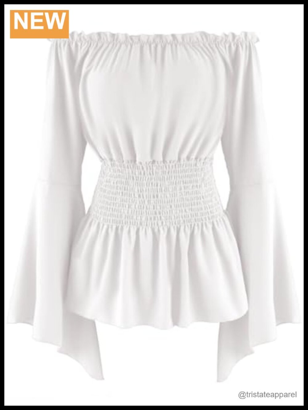 Women's Renaissance Blouse Long Sleeve Off Shoulder Ruffle Smocked Top